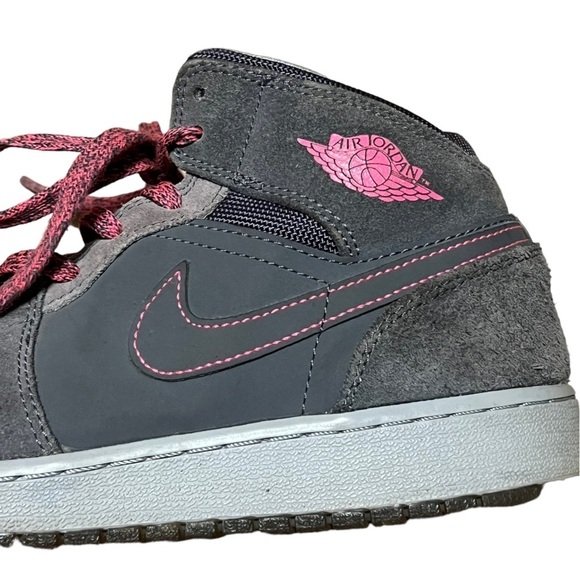 Nike Air Jordan 1 mid gg high top dark grey and hyper pink - Picture 6 of 13